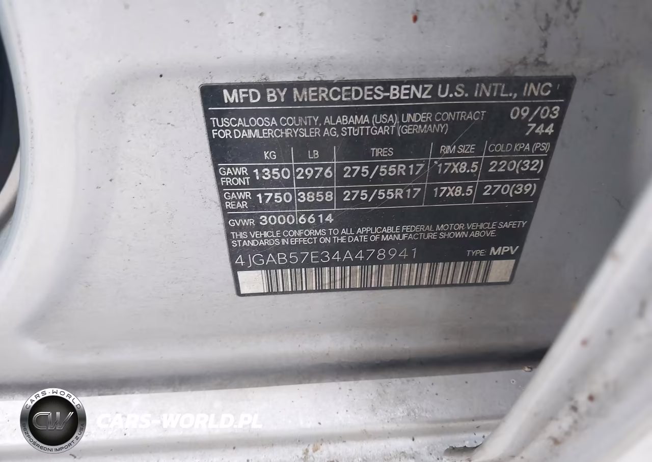 2004 Mercedes-Benz Ml 350 4Matic VIN:4JGAB57E34A478941 - 9