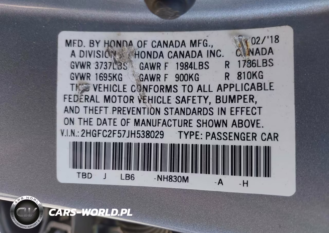2018 Honda Civic Lx VIN:2HGFC2F57JH538029 - 9