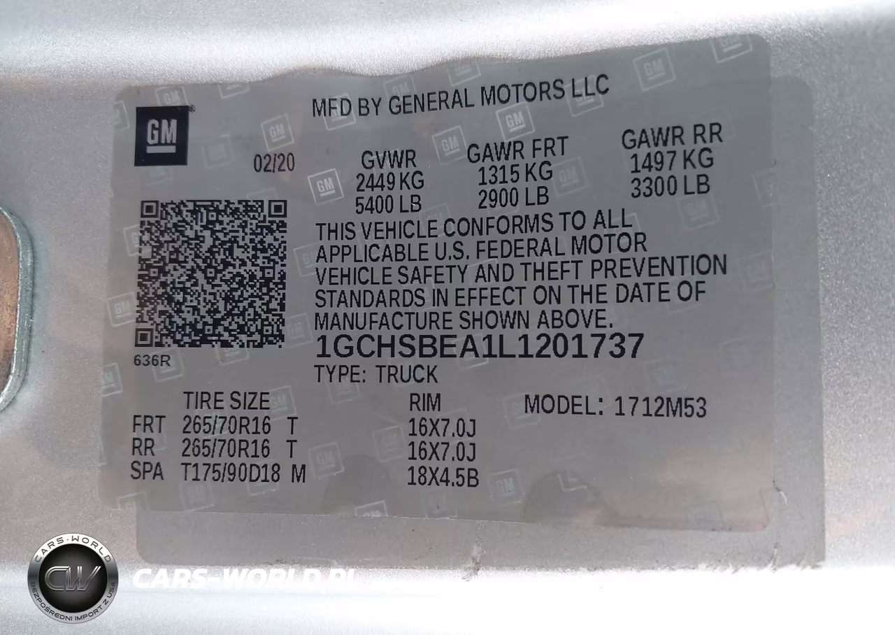 2020 Chevrolet Colorado 2Wd Long Box Wt VIN:1GCHSBEA1L1201737 - 9