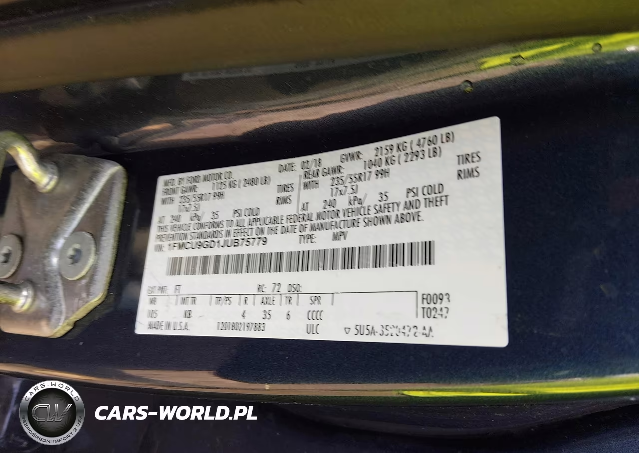 2018 Ford Escape Se VIN:1FMCU9GD1JUB75779 - 9