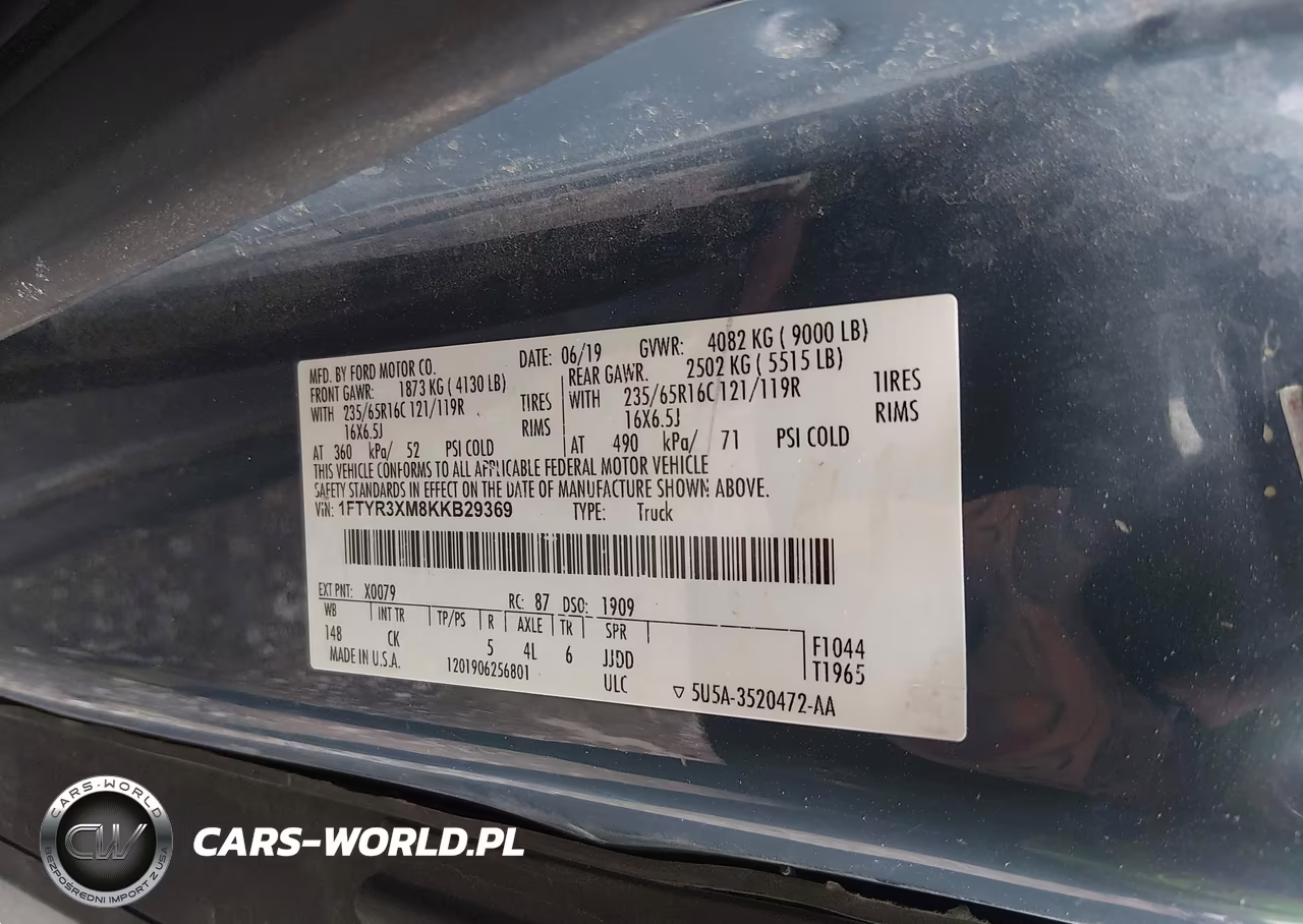 2019 Ford Transit-250 VIN:1FTYR3XM8KKB29369 - 9
