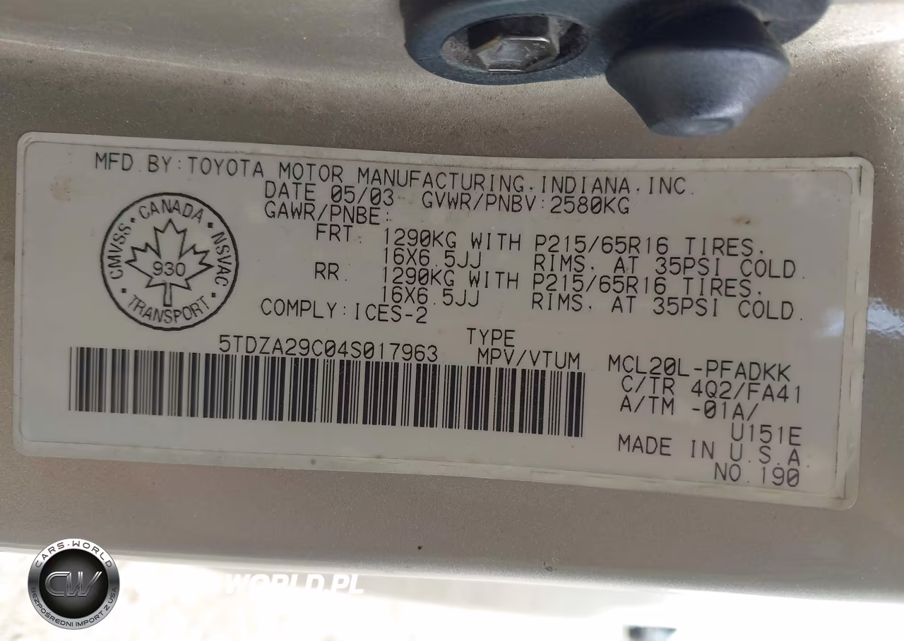 2004 Toyota Sienna Ce VIN:5TDZA29C04S017963 - 9