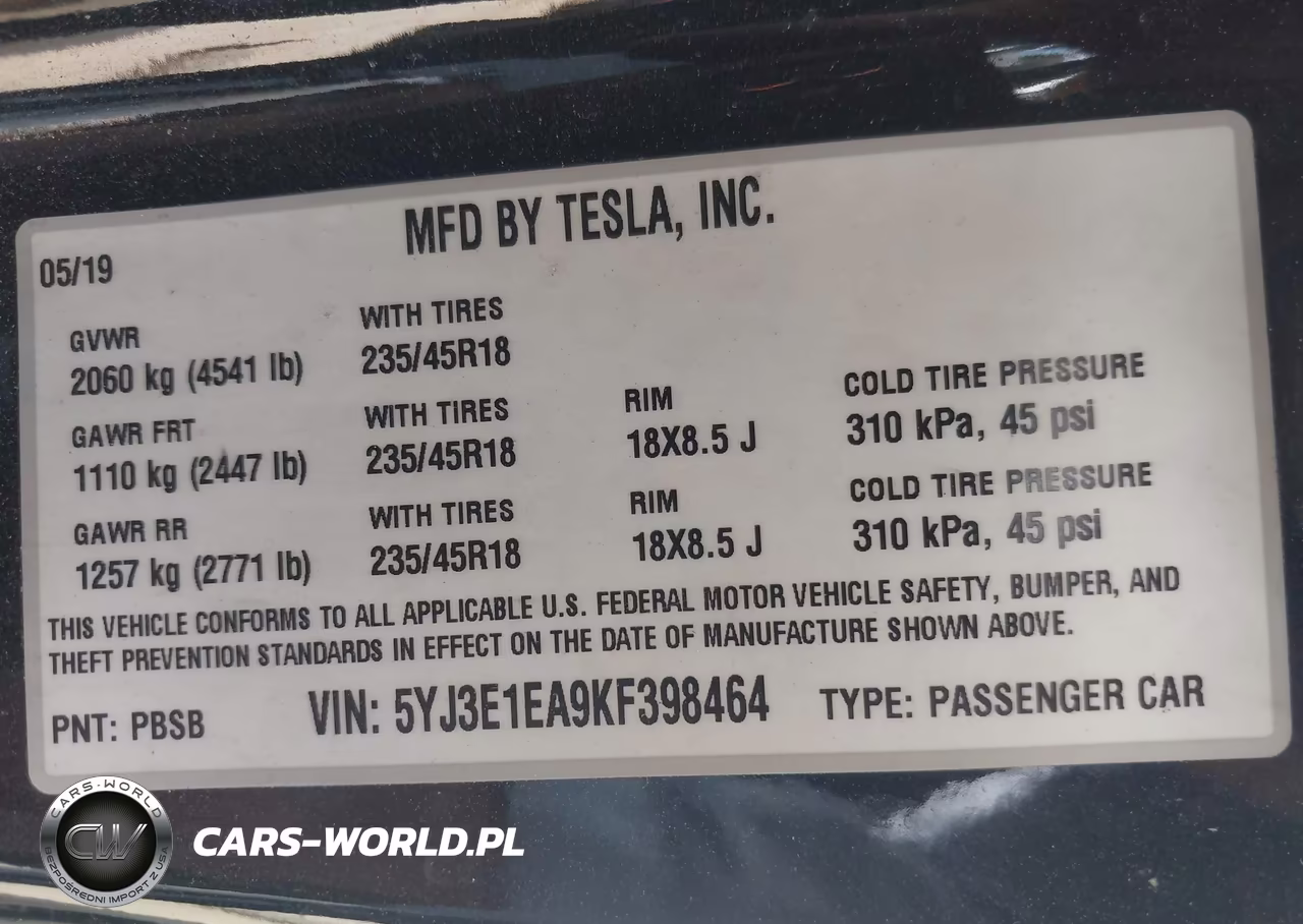 2019 Tesla Model 3 Long Range-Mid Range-Standard Range-Standard Range Plus VIN:5YJ3E1EA9KF398464 - 9