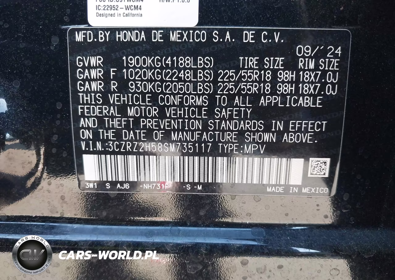 2025 Honda Hr-V Awd Sport VIN:3CZRZ2H58SM735117 - 9