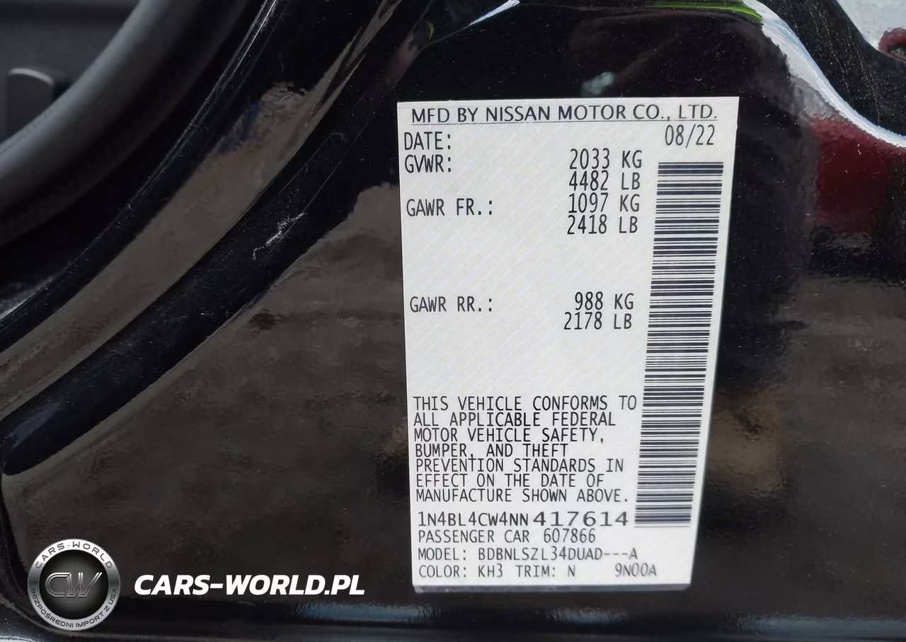 2022 Nissan Altima Sr Intelligent Awd VIN:1N4BL4CW4NN417614 - 9