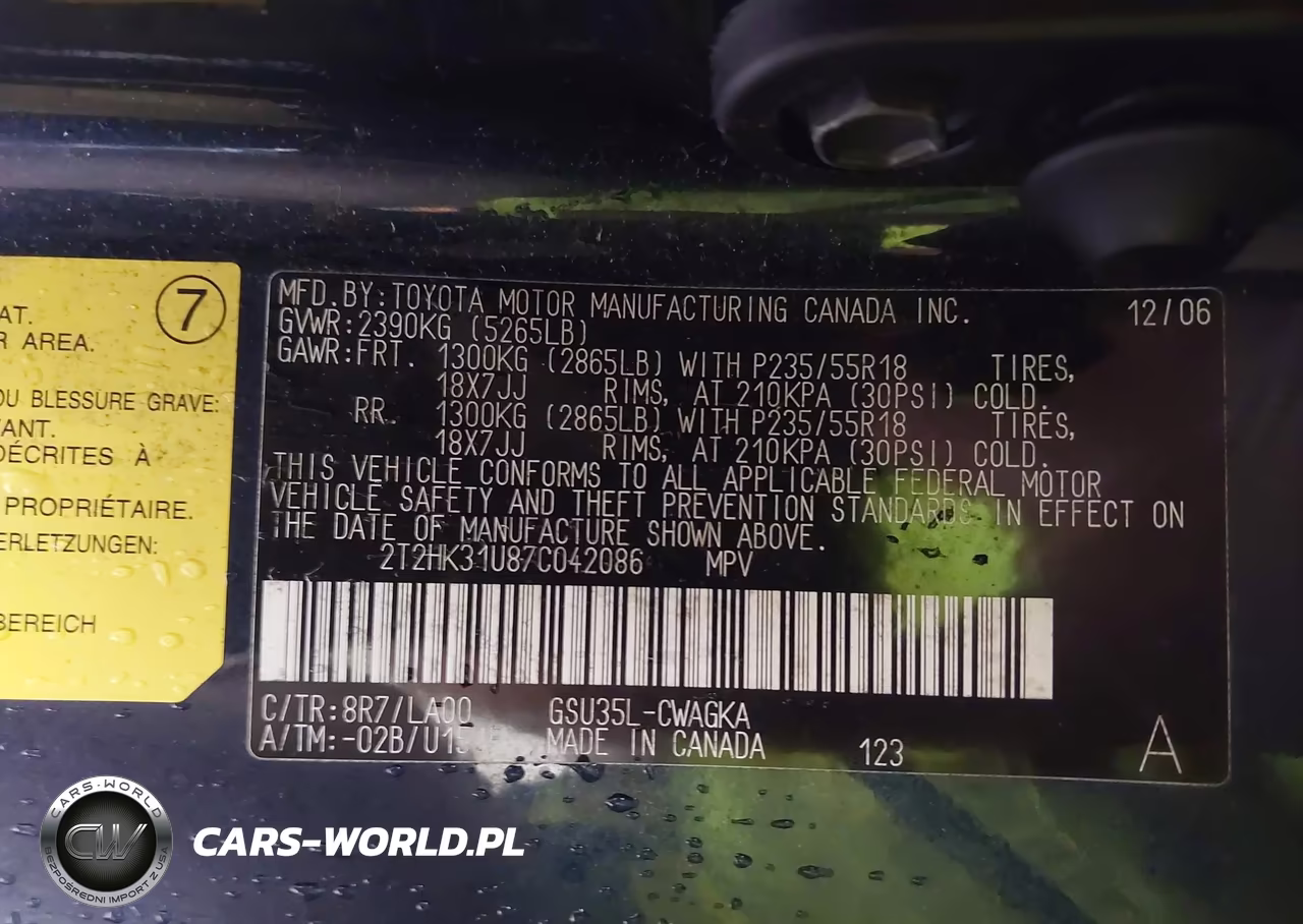 2007 Lexus Rx 350 VIN:2T2HK31U87C042086 - 9