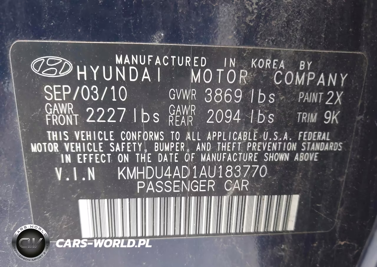 2010 Hyundai Elantra Gls VIN:KMHDU4AD1AU183770 - 9