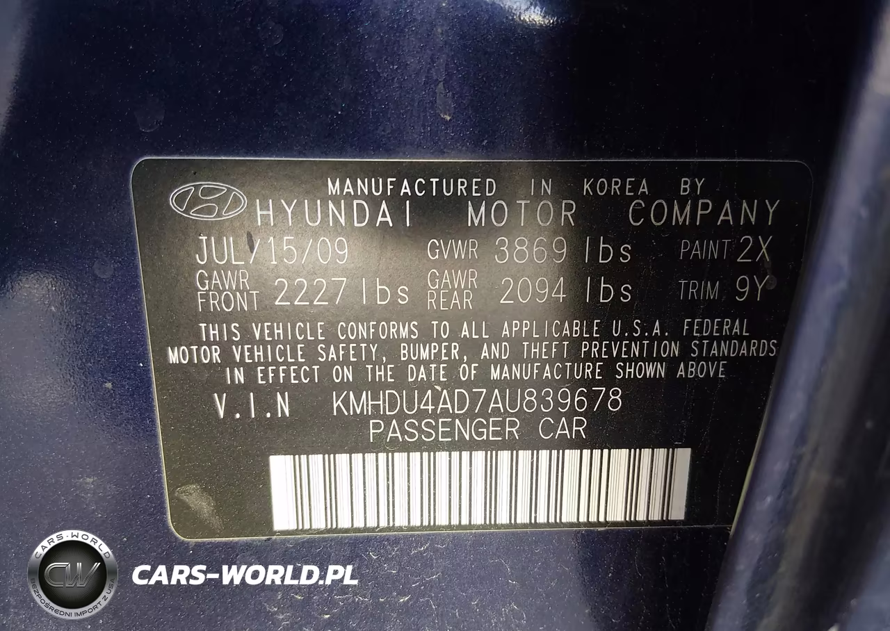 2010 Hyundai Elantra Gls VIN:KMHDU4AD7AU839678 - 9