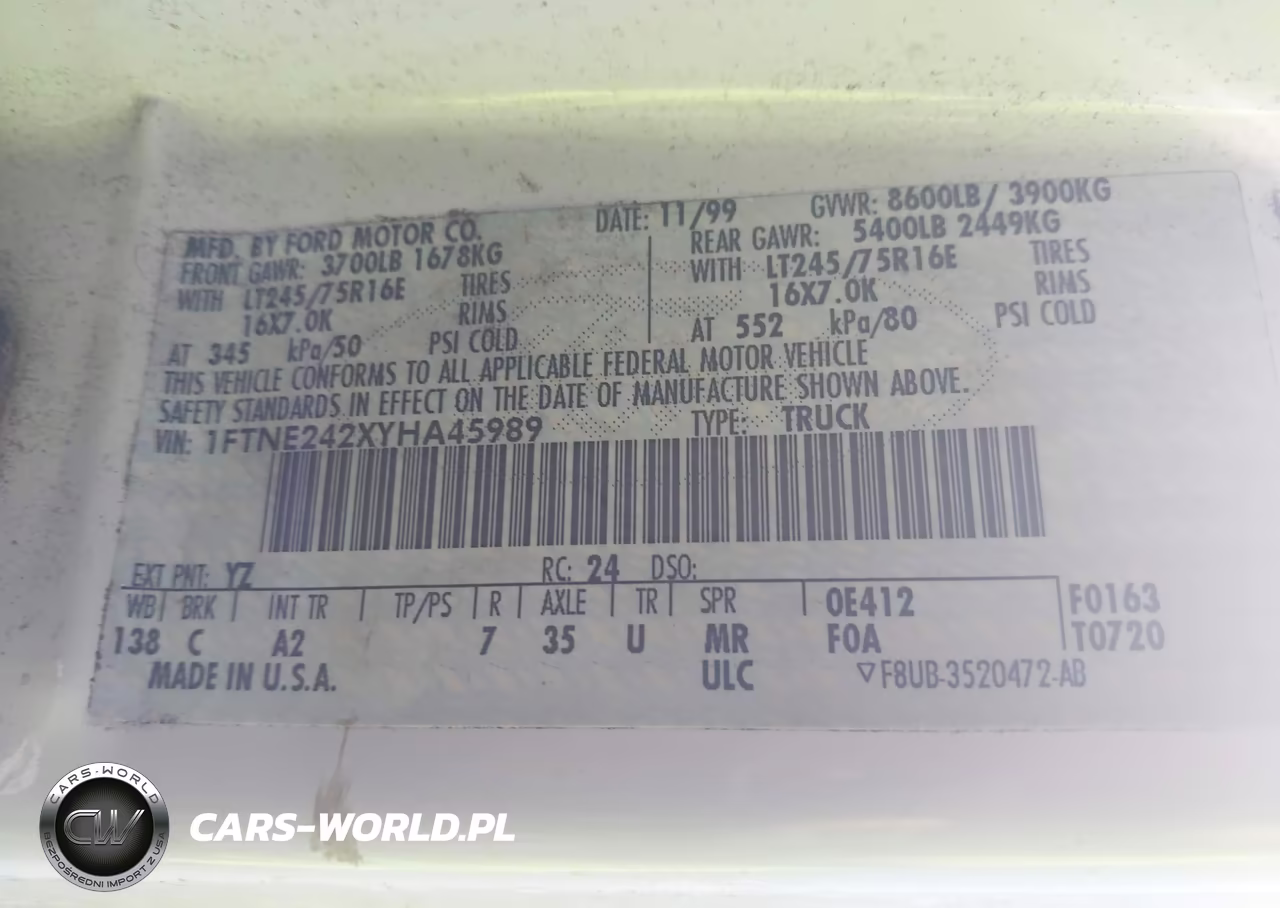 2000 Ford E-250 Commercial VIN:1FTNE242XYHA45989 - 9