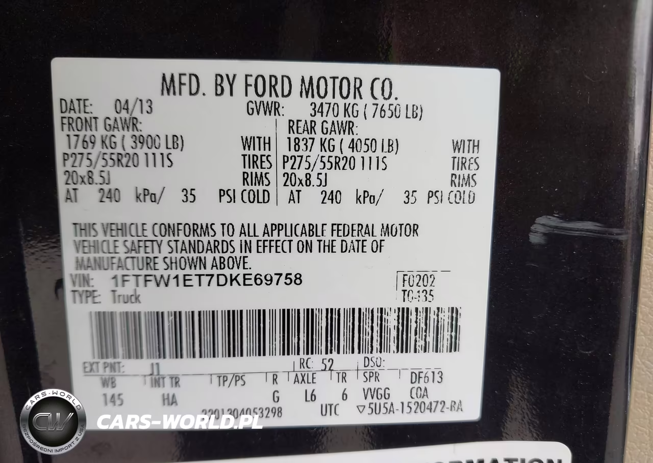 2013 Ford F-150 Lariat VIN:1FTFW1ET7DKE69758 - 9