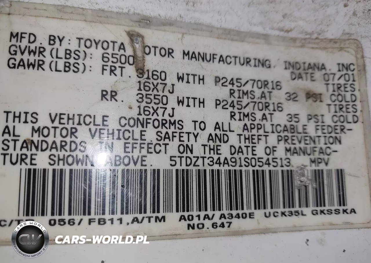 2001 Toyota Sequoia Sr5 V8 VIN:5TDZT34A91S054513 - 9