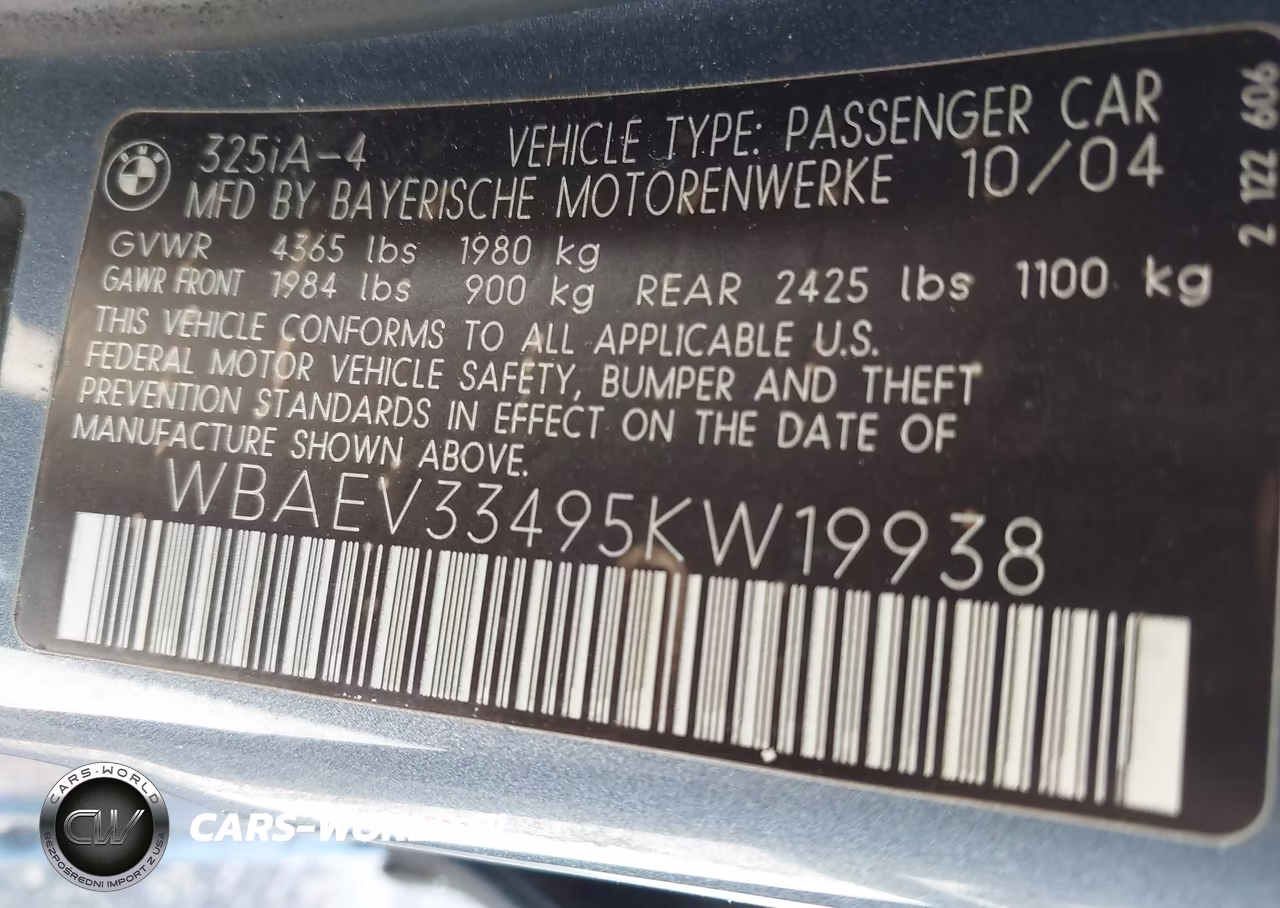 2005 BMW 325I VIN:WBAEV33495KW19938 - 9