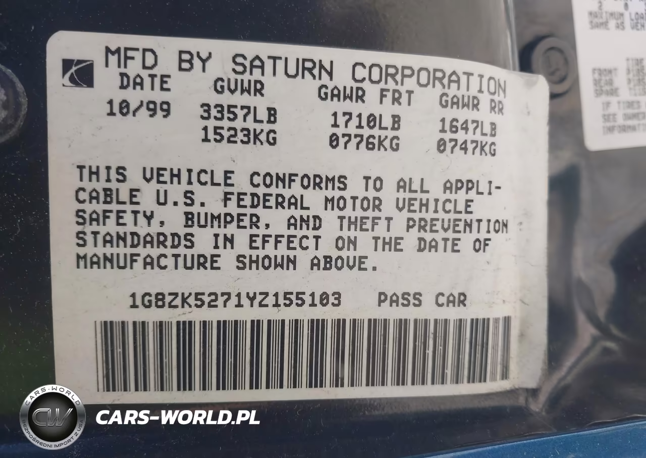 2000 Saturn Sl2 VIN:1G8ZK5271YZ155103 - 9