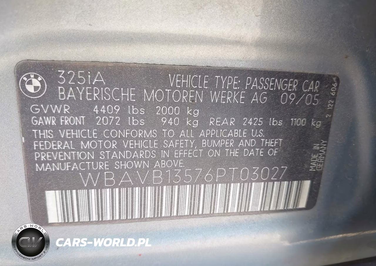 2006 BMW 325I VIN:WBAVB13576PT03027 - 9