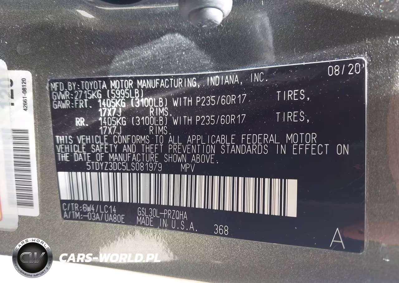 2020 Toyota Sienna Xle VIN:5TDYZ3DC5LS081979 - 9
