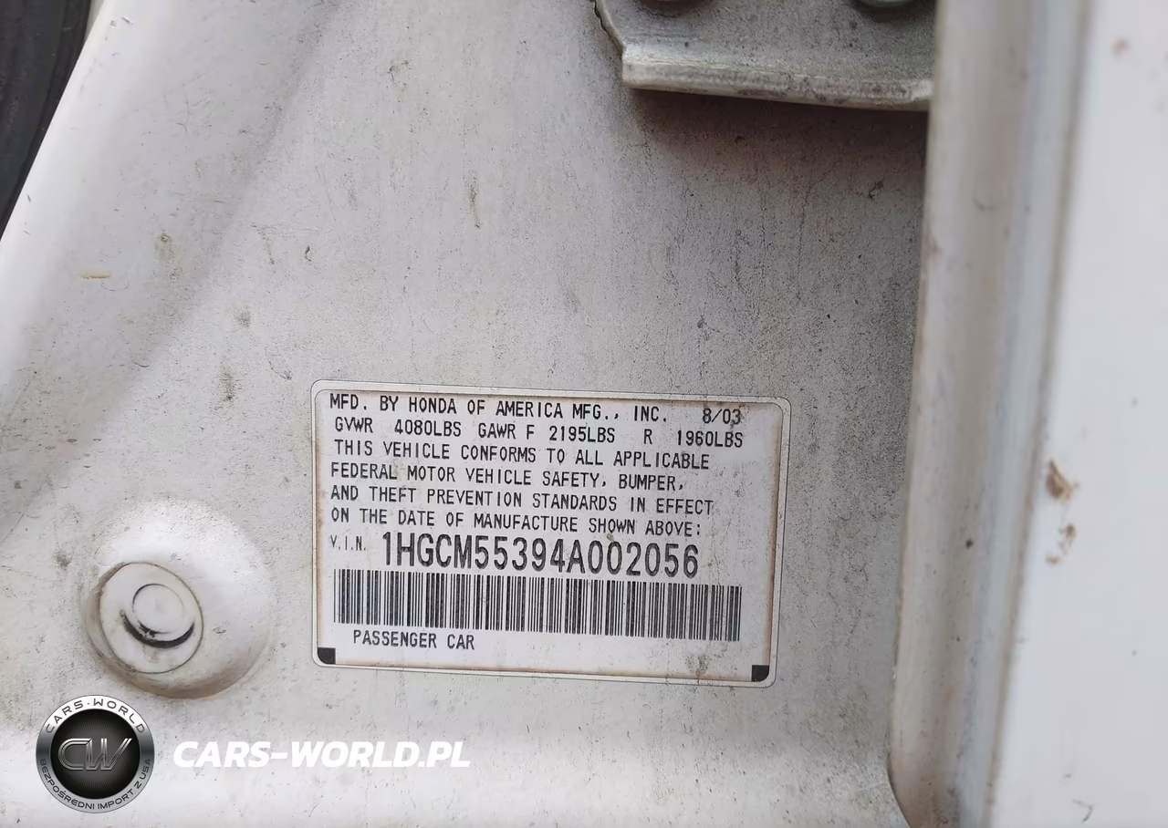 2004 Honda Accord 2.4 Lx VIN:1HGCM55394A002056 - 9