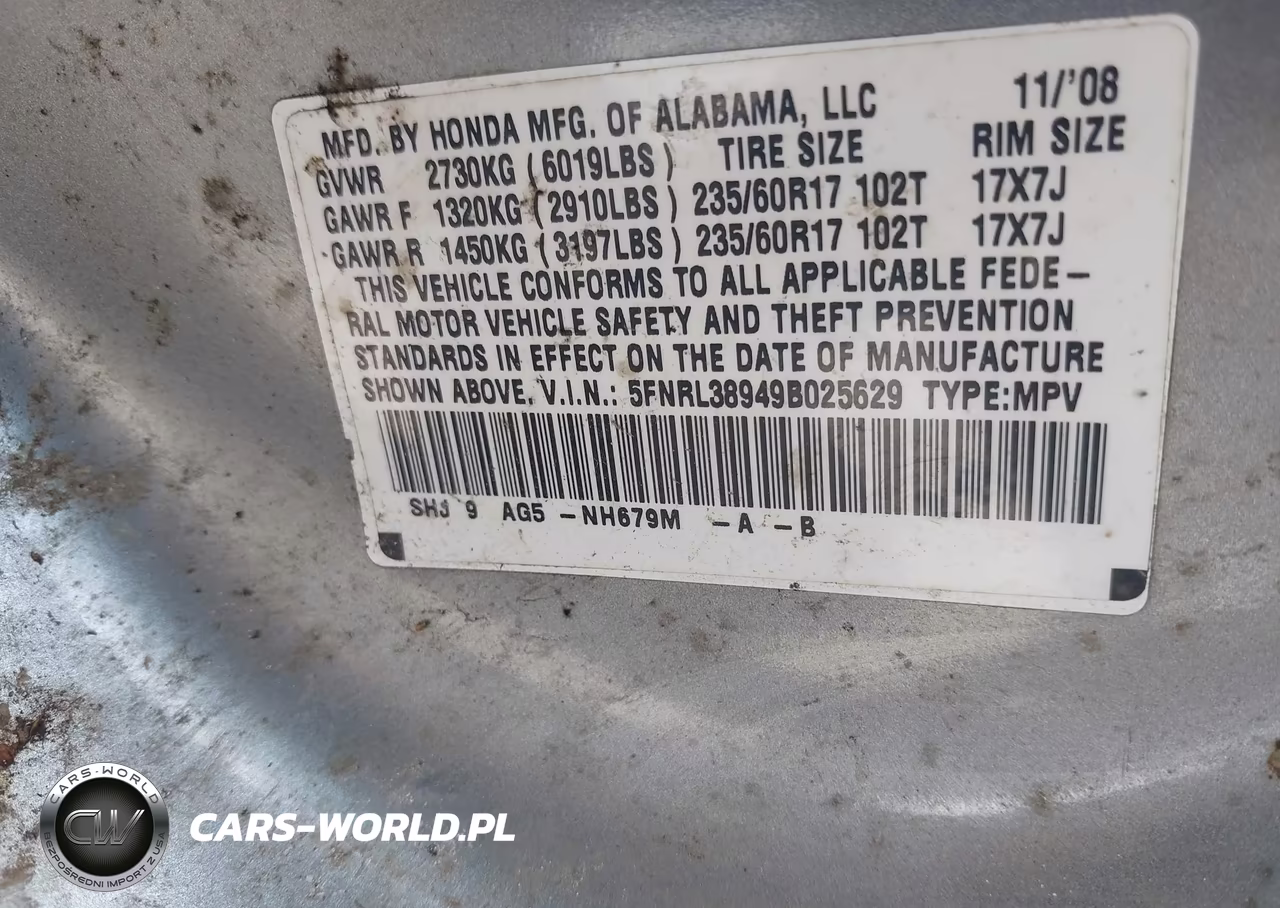 2009 Honda Odyssey Touring VIN:5FNRL38949B025629 - 9