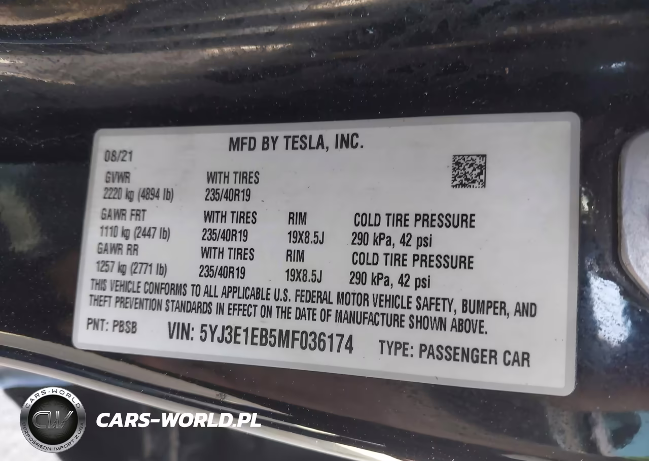 2021 Tesla Model 3 Long Range Dual Motor All-Wheel Drive VIN:5YJ3E1EB5MF036174 - 9