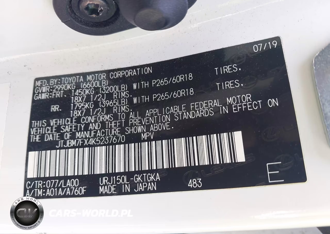 2019 Lexus Gx 460 Premium VIN:JTJBM7FX4K5237670 - 9