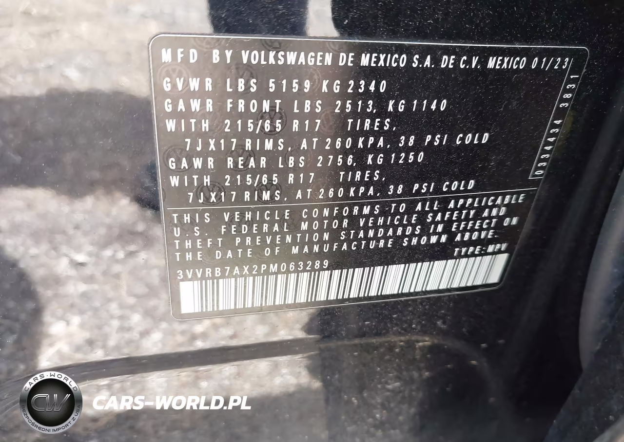 2023 Volkswagen Tiguan 2.0T S VIN:3VVRB7AX2PM063289 - 9
