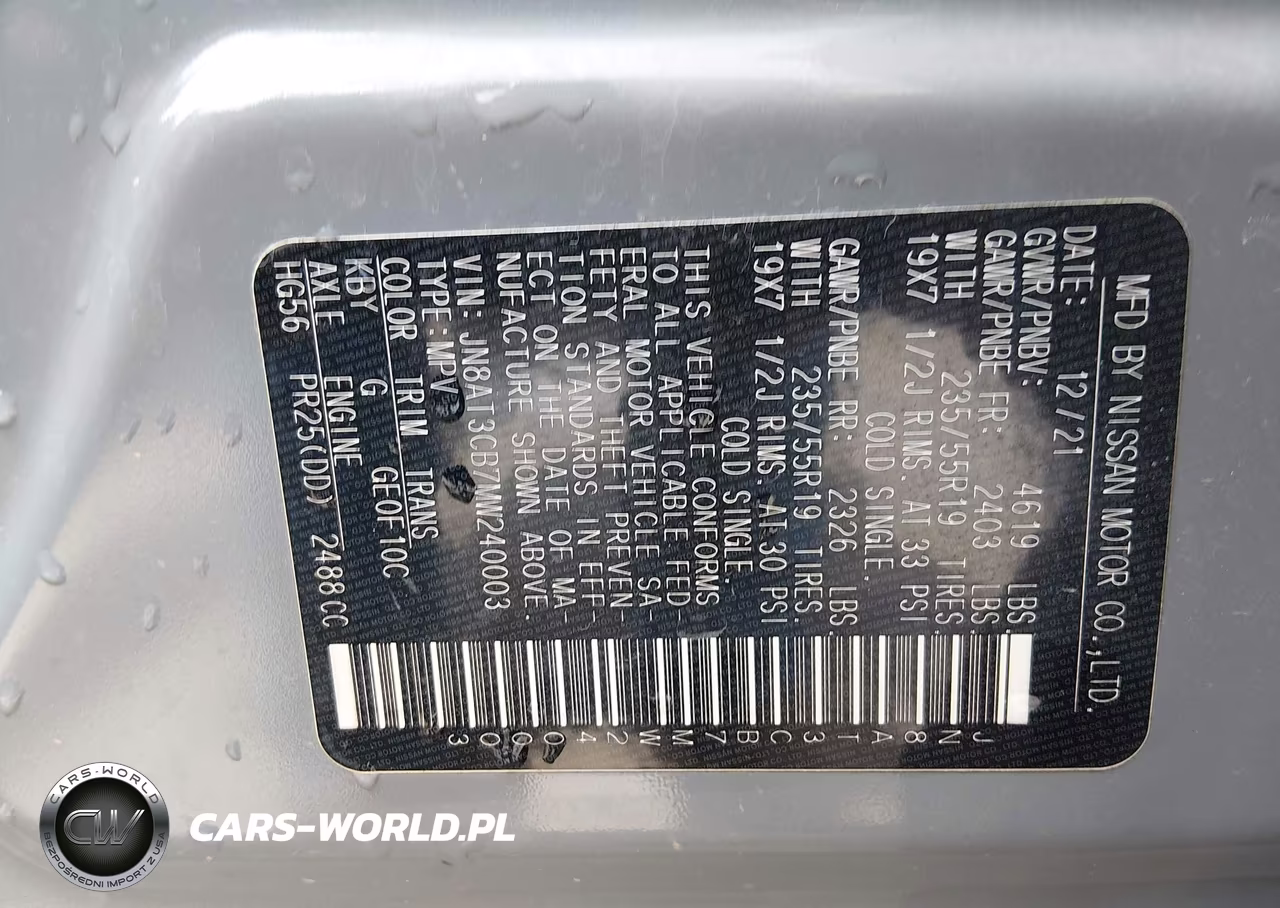2021 Nissan Rogue Sl Intelligent Awd VIN:JN8AT3CB7MW240003 - 9