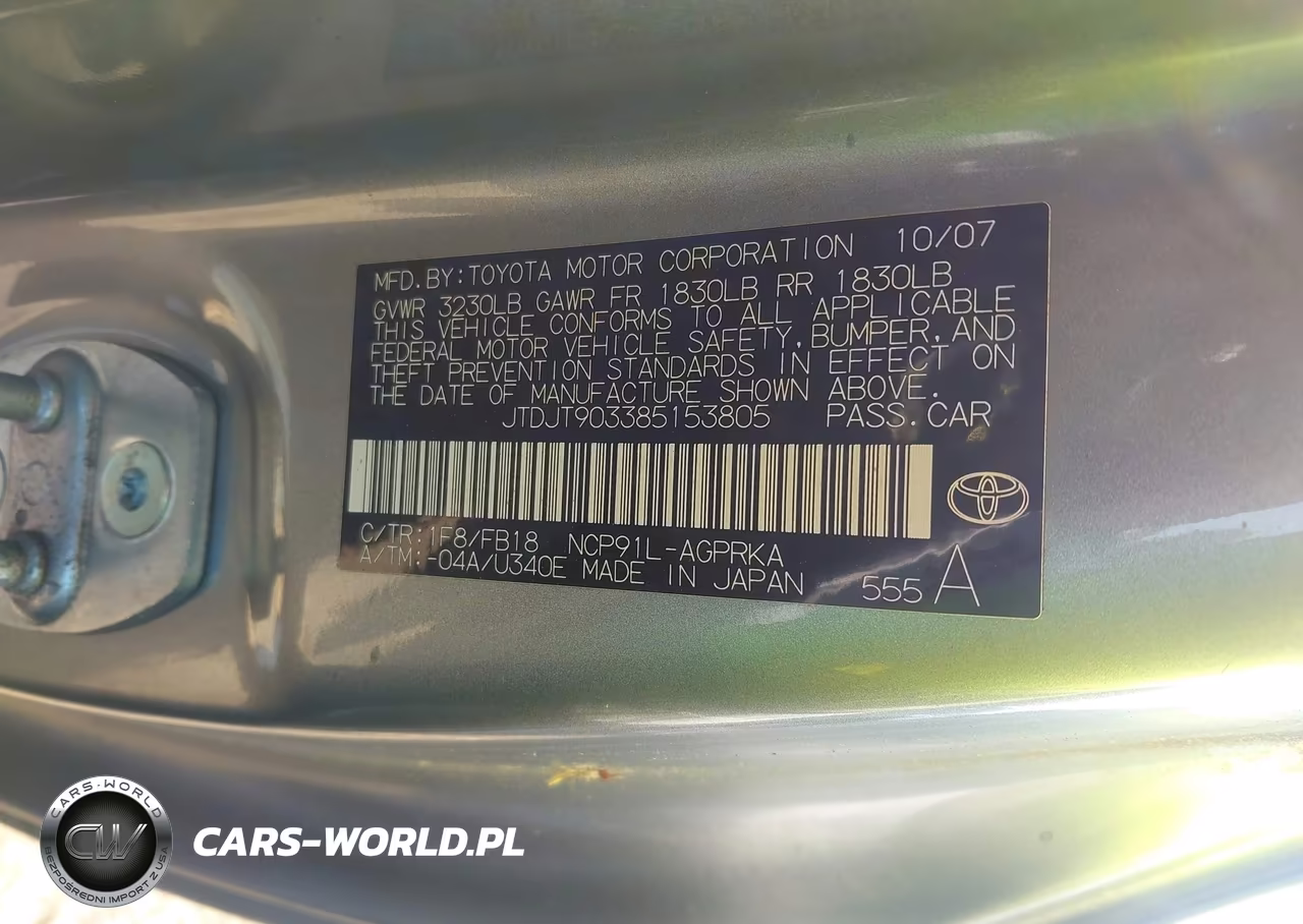 2008 Toyota Yaris VIN:JTDJT903385153805 - 9