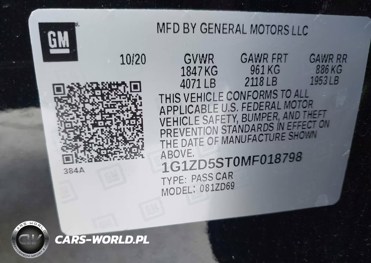 2021 Chevrolet Malibu Fwd Lt VIN:1G1ZD5ST0MF018798 - 9