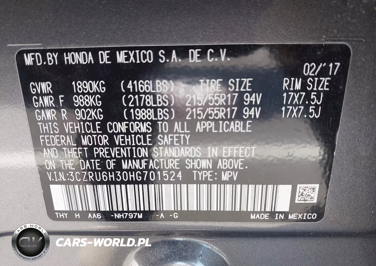 2017 Honda Hr-V Lx VIN:3CZRU6H30HG701524 - 9
