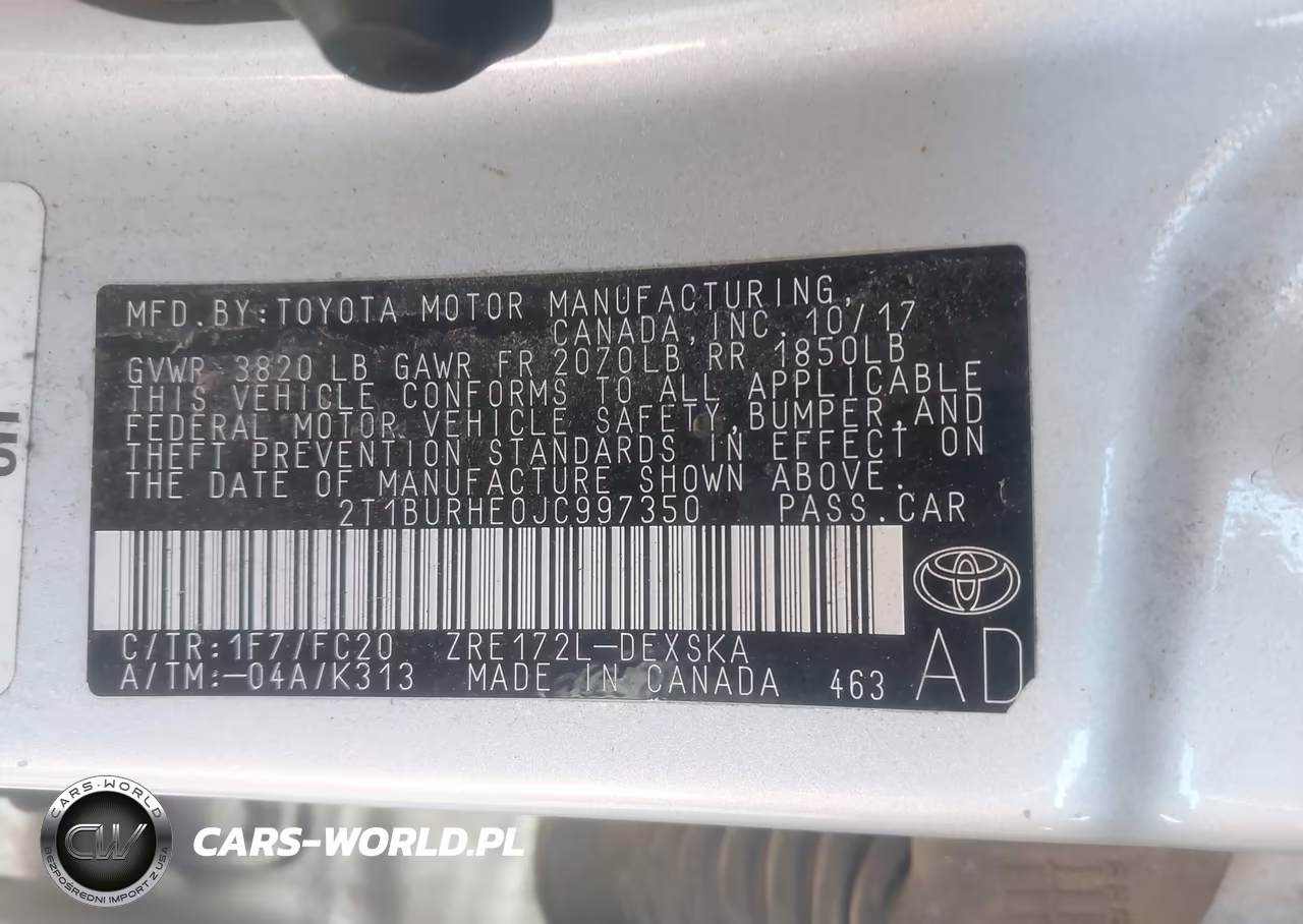 2018 Toyota Corolla Se VIN:2T1BURHE0JC997350 - 9