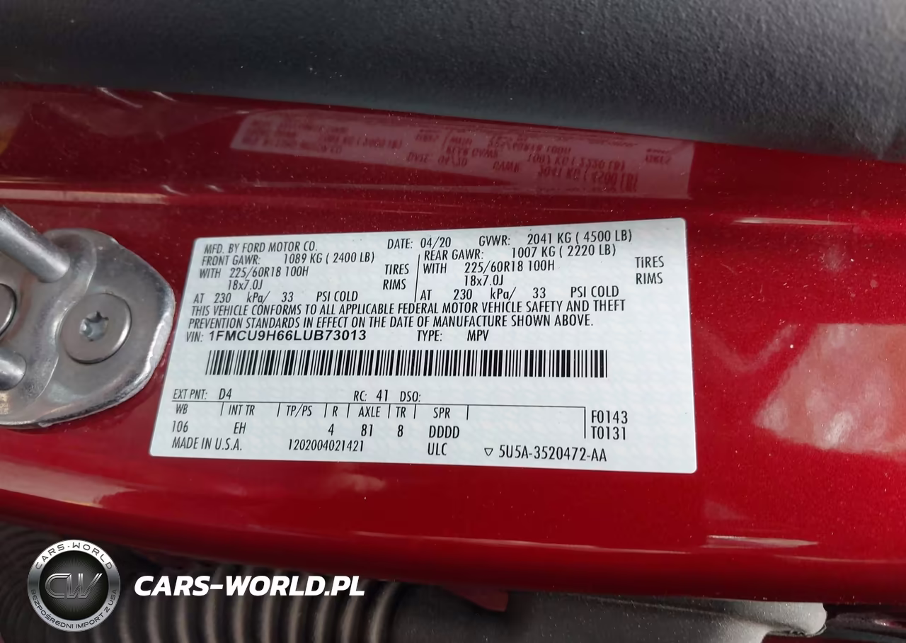 2020 Ford Escape Sel VIN:1FMCU9H66LUB73013 - 9