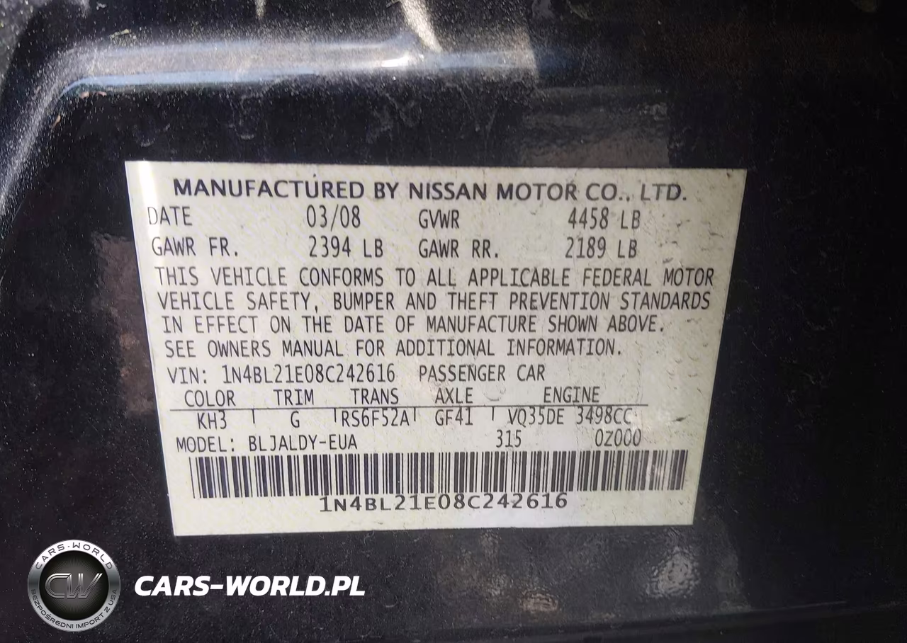 2008 Nissan Altima 3.5 Se VIN:1N4BL21E08C242616 - 9
