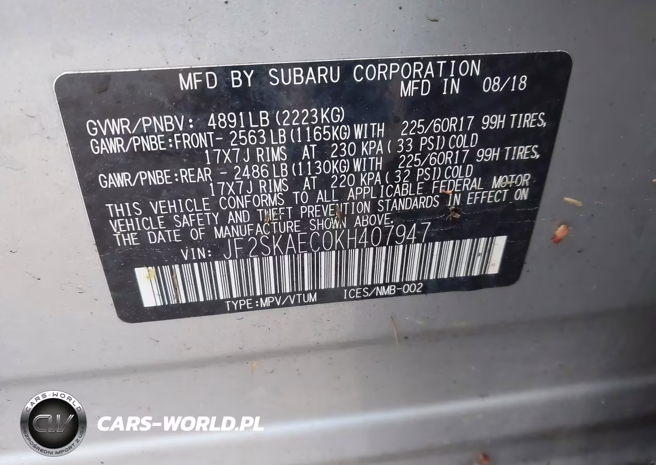 2019 Subaru Forester Premium VIN:JF2SKAEC0KH407947 - 9