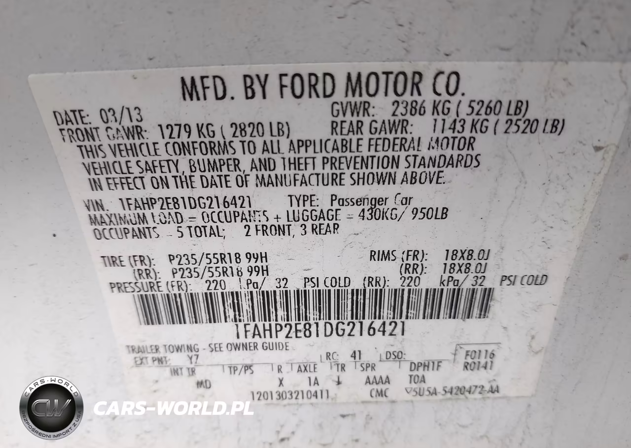 2013 Ford Taurus Sel VIN:1FAHP2E81DG216421 - 9