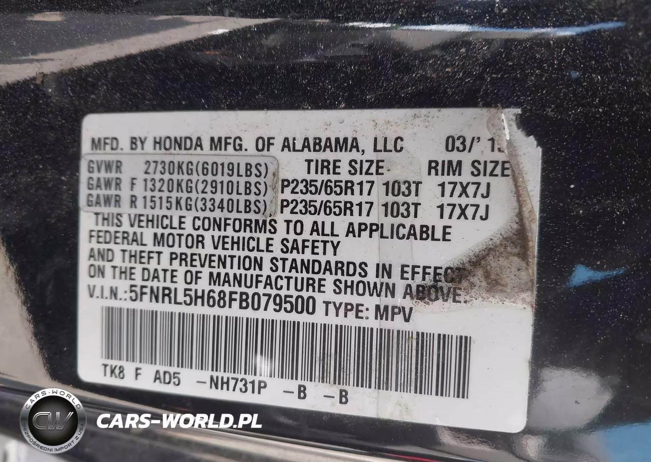 2015 Honda Odyssey Ex-L VIN:5FNRL5H68FB079500 - 9