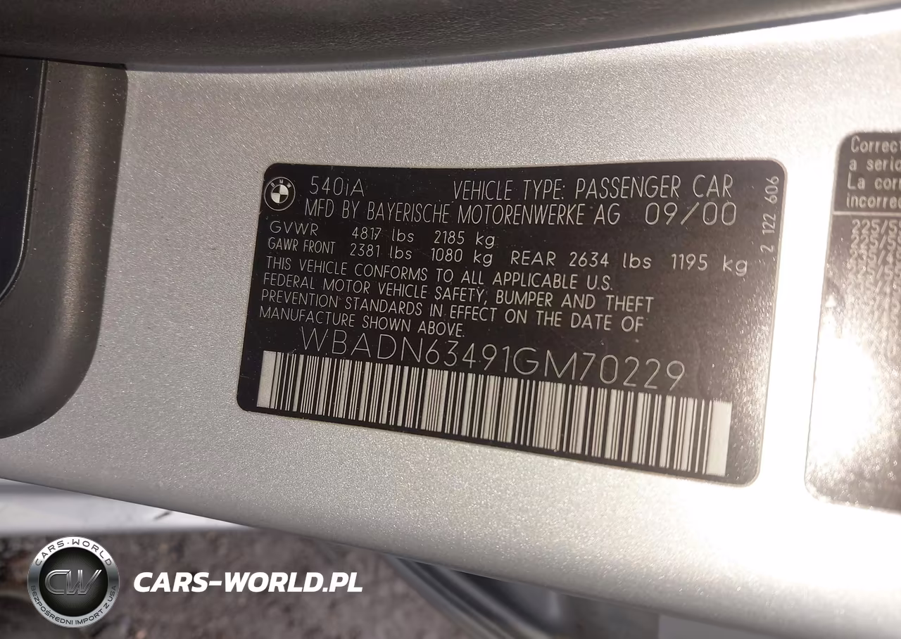 2001 BMW 540Ia VIN:WBADN63491GM70229 - 9