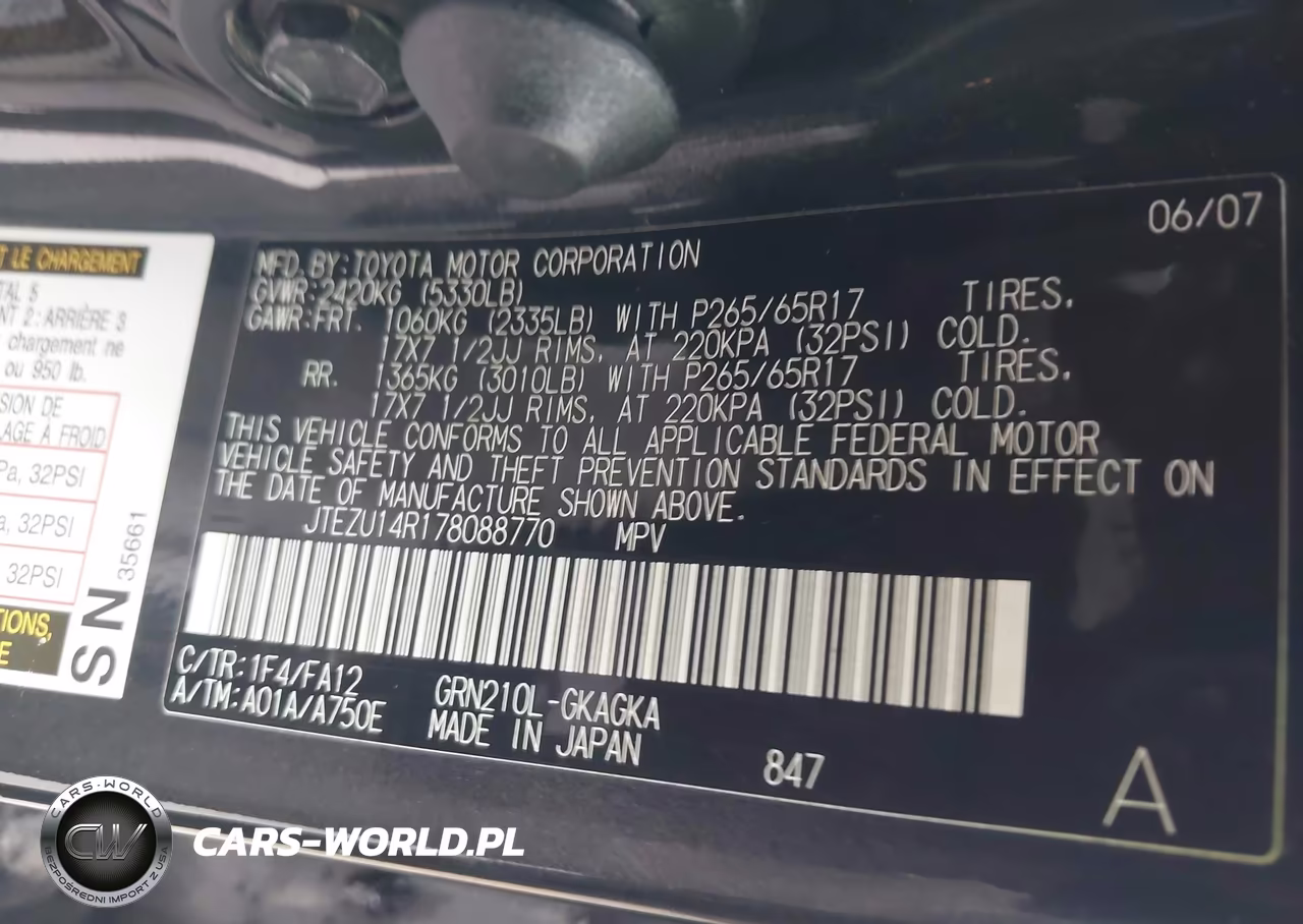 2007 Toyota 4Runner Sr5 V6 VIN:JTEZU14R178088770 - 9