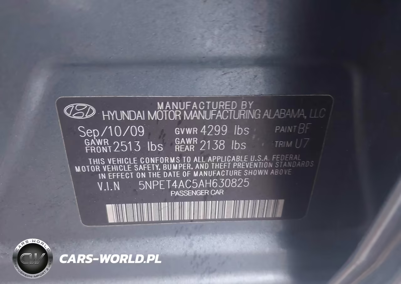 2010 Hyundai Sonata Gls VIN:5NPET4AC5AH630825 - 9