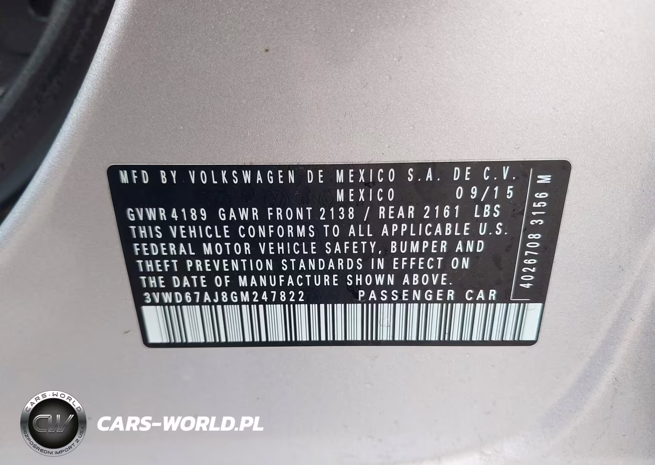 2016 Volkswagen Jetta 1.4T Se VIN:3VWD67AJ8GM247822 - 9