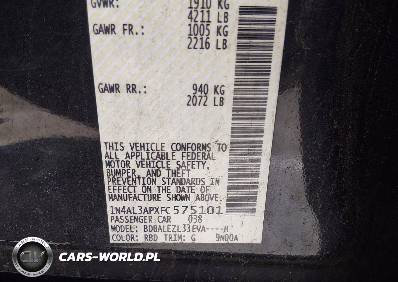 2015 Nissan Altima 2.5 S VIN:1N4AL3APXFC575101 - 9
