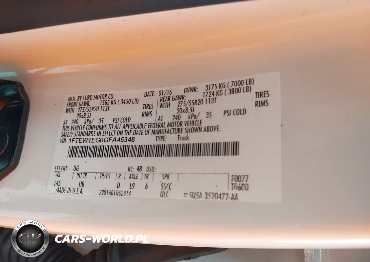 2016 Ford F-150 Lariat VIN:1FTEW1EG0GFA45348 - 9