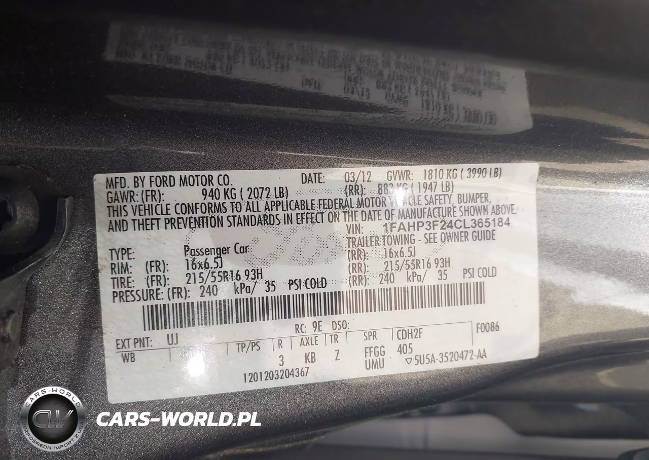 2012 Ford Focus Se VIN:1FAHP3F24CL365184 - 9