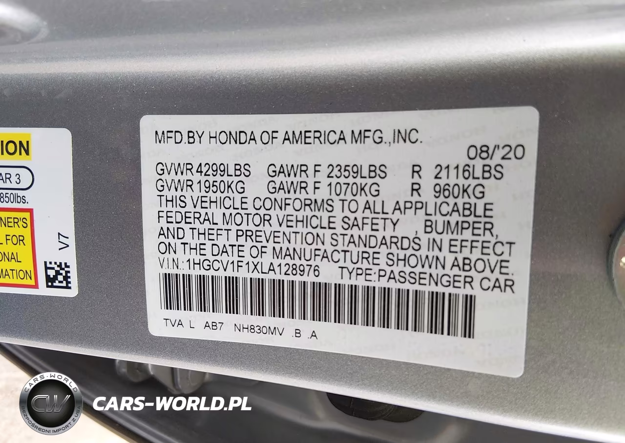 2020 Honda Accord Lx VIN:1HGCV1F1XLA128976 - 9