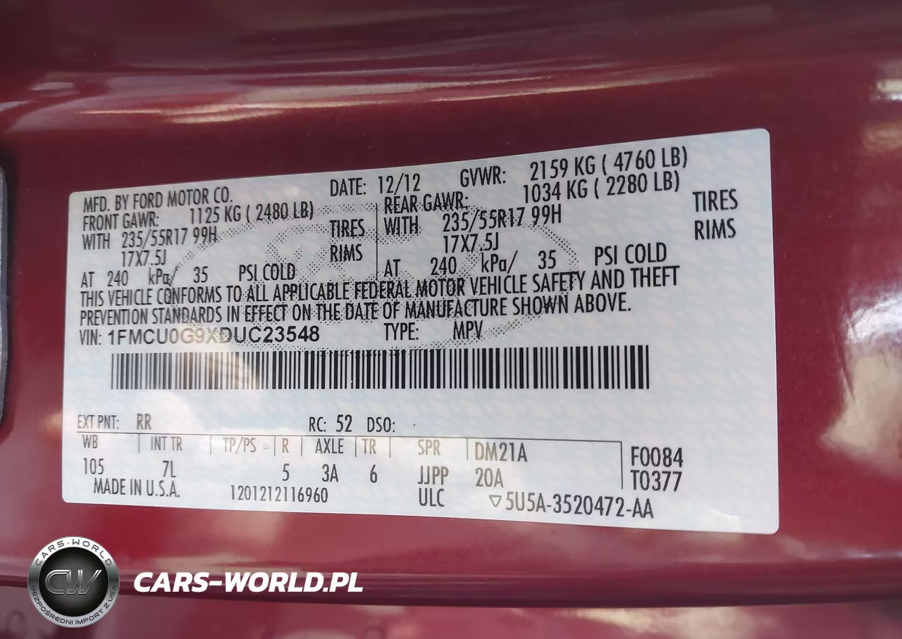 2013 Ford Escape Se VIN:1FMCU0G9XDUC23548 - 9
