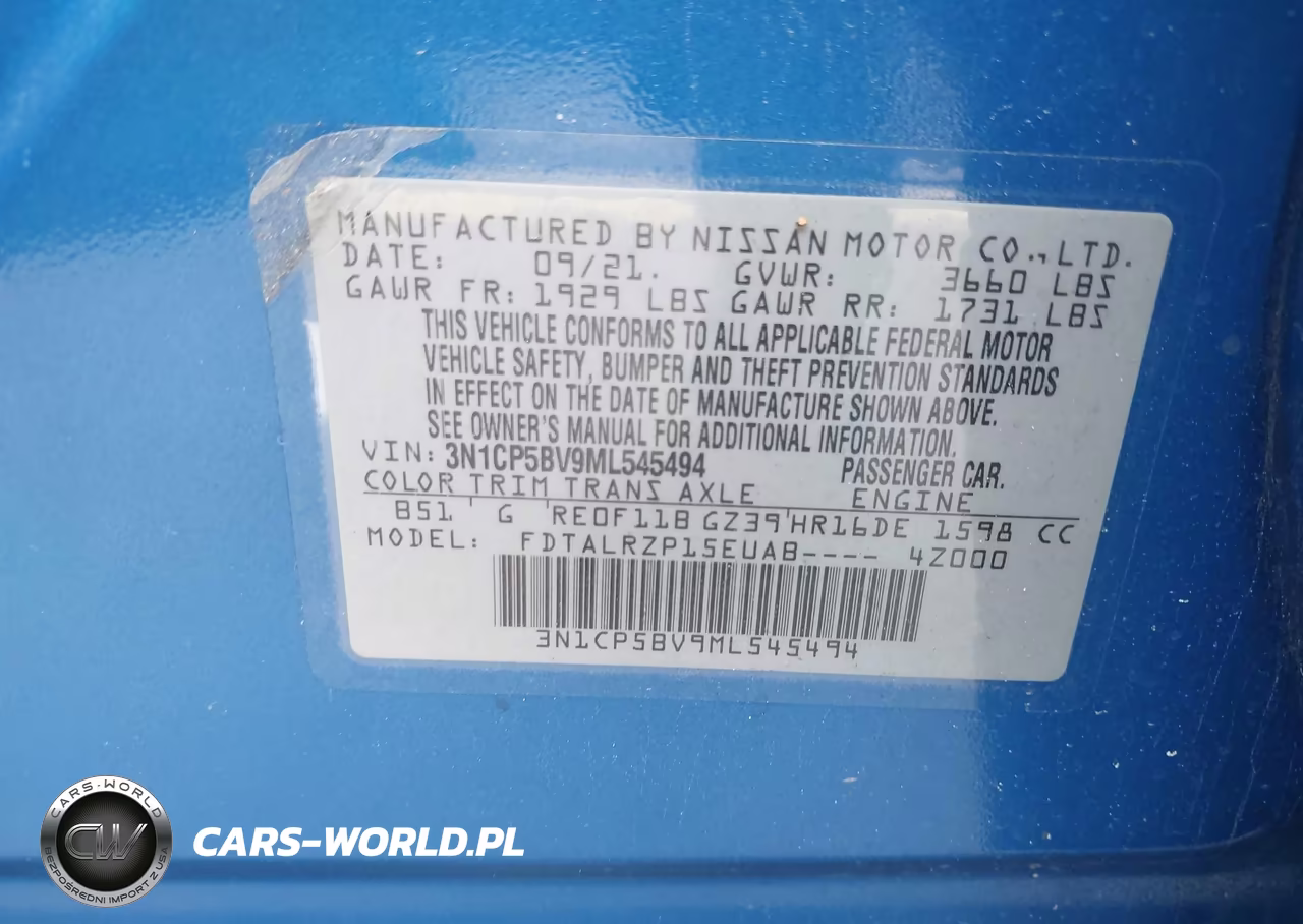 2021 Nissan Kicks S Xtronic Cvt VIN:3N1CP5BV9ML545494 - 9