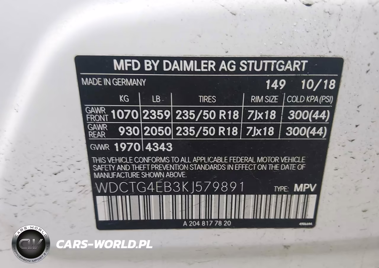2019 Mercedes-Benz Gla 250 VIN:WDCTG4EB3KJ579891 - 9