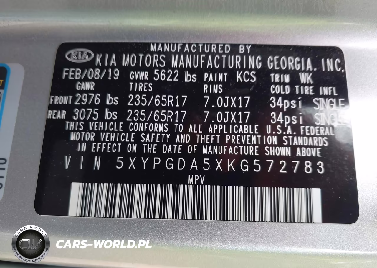 2019 Kia Sorento 3.3L Lx VIN:5XYPGDA5XKG572783 - 9
