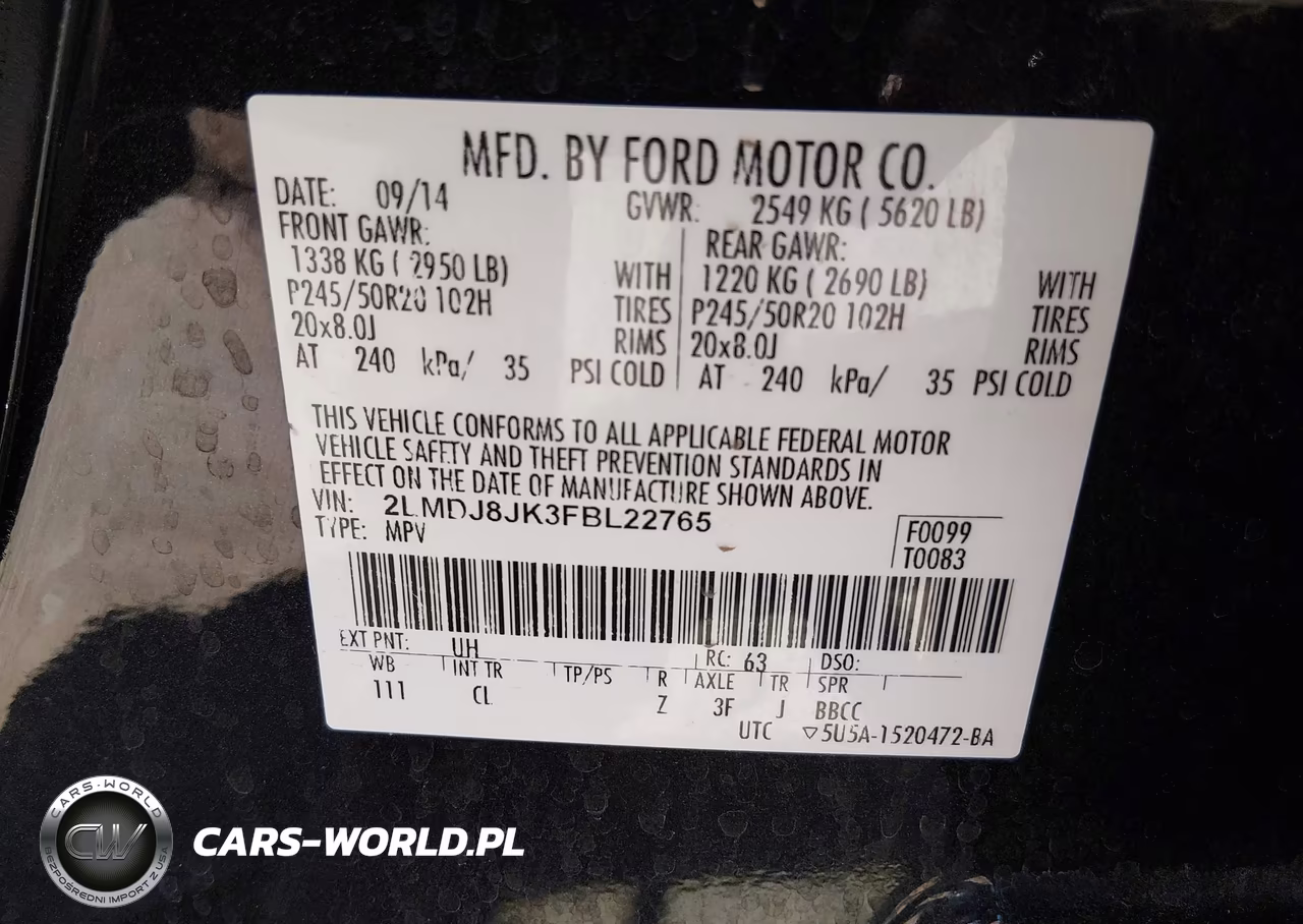 2015 Lincoln Mkx VIN:2LMDJ8JK3FBL22765 - 9