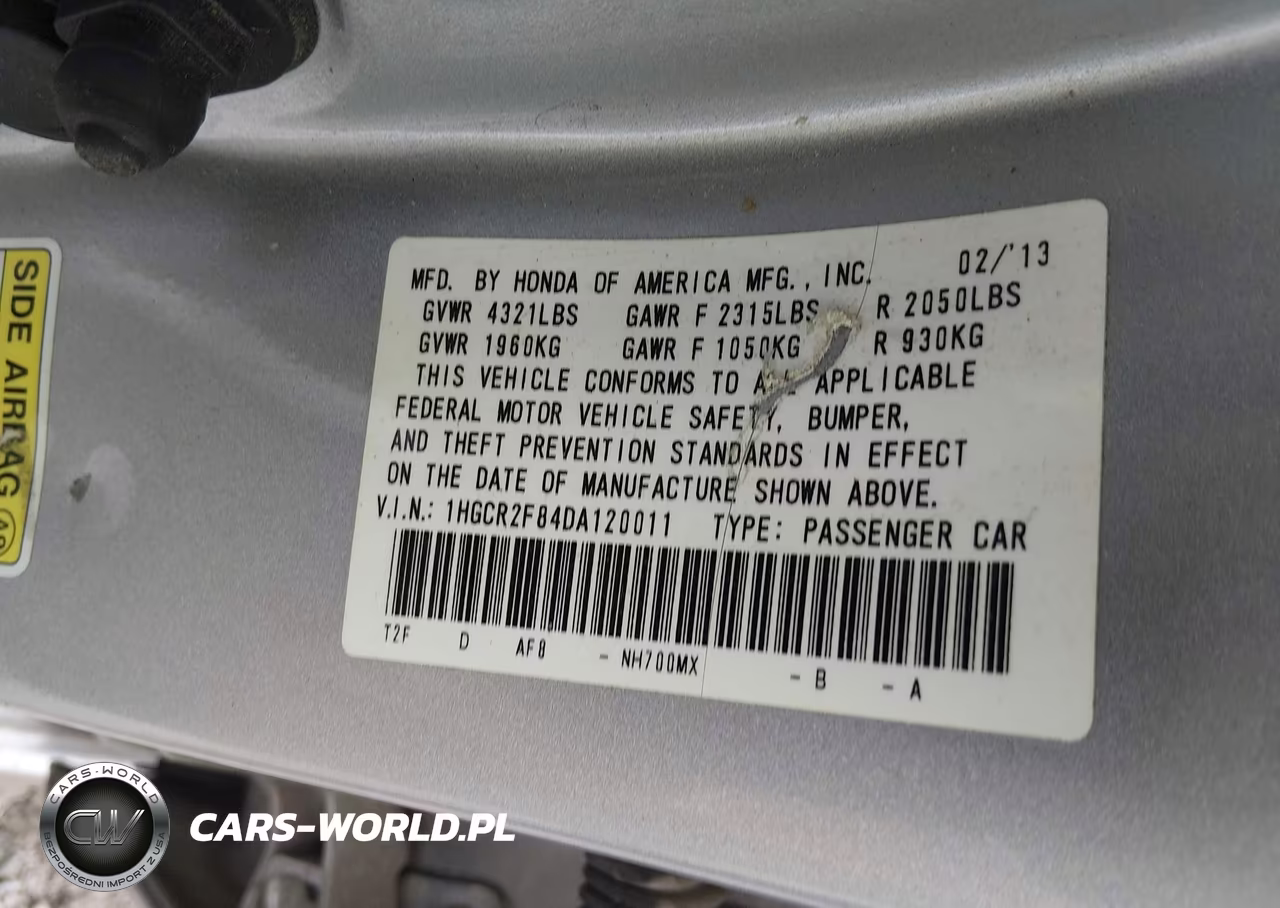 2013 Honda Accord Ex-L VIN:1HGCR2F84DA120011 - 9