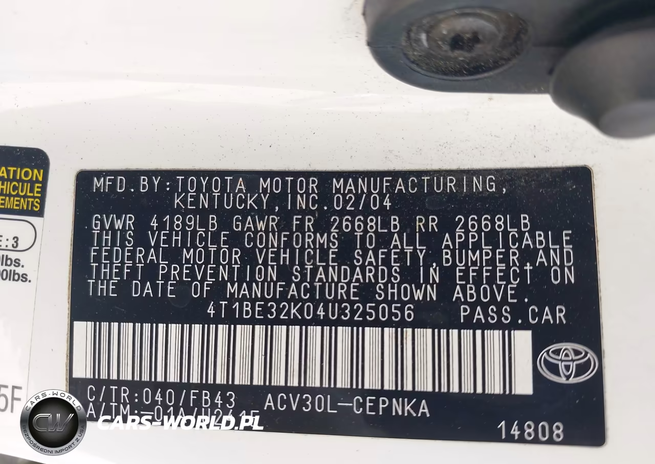 2004 Toyota Camry Le VIN:4T1BE32K04U325056 - 9