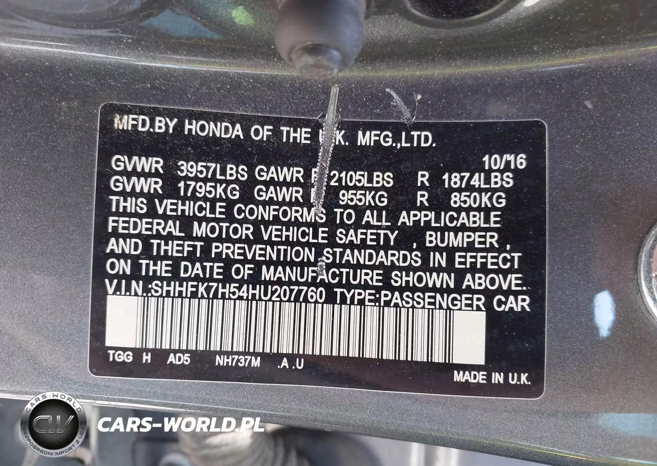 2017 Honda Civic Ex VIN:SHHFK7H54HU207760 - 9